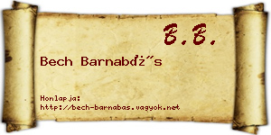 Bech Barnabás névjegykártya